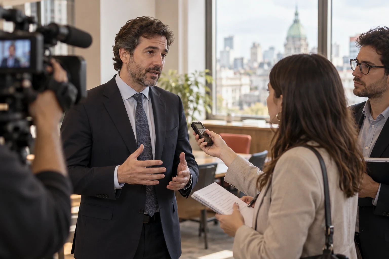 Imagen ilustrativa de un vocero en una entrevista con periodistas